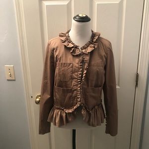 Ruffled Collar Tan Women's Jacket